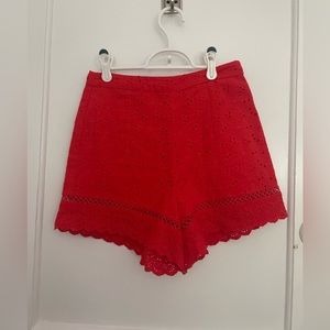 Endless Rose high waisted eyelet shorts. Red. Size small.